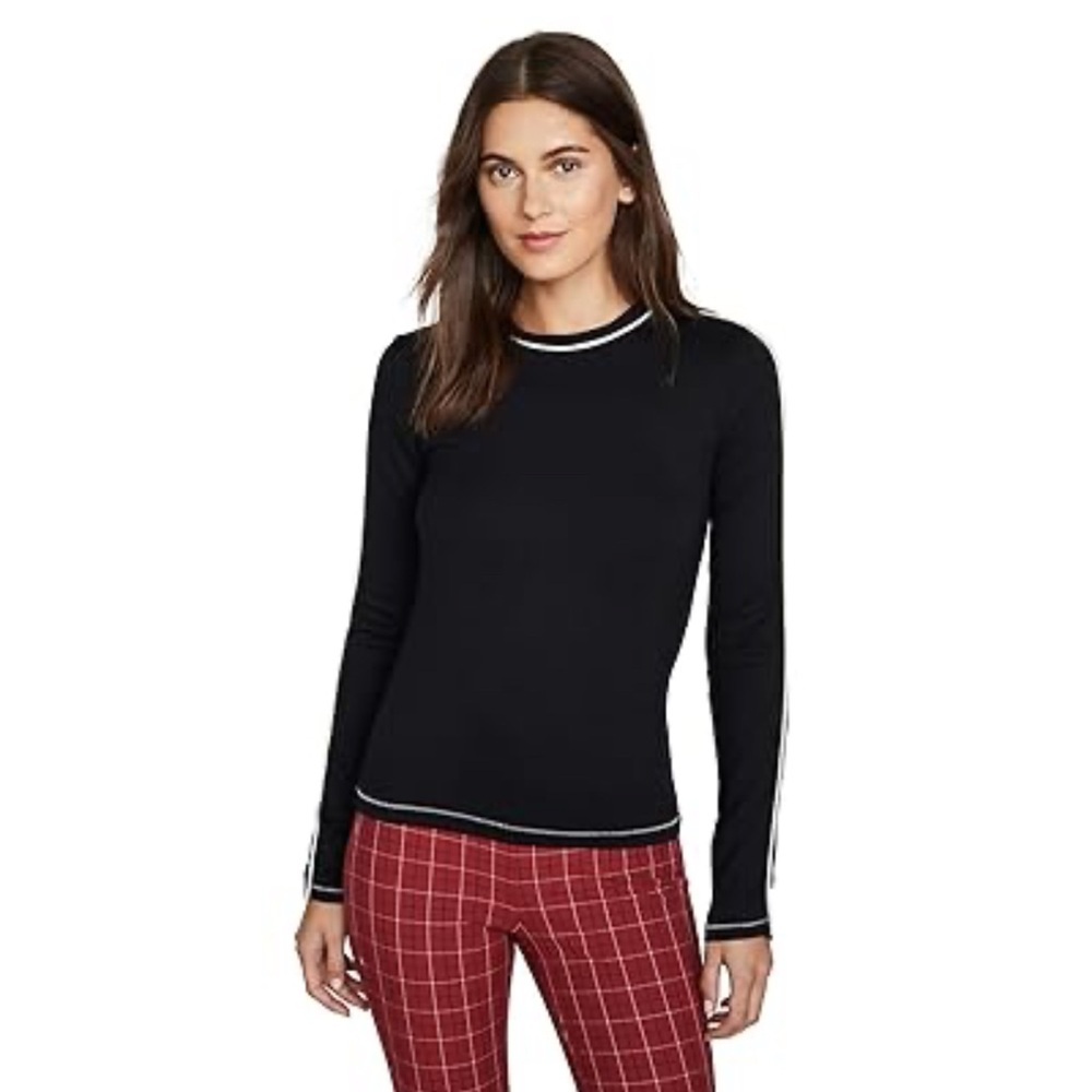 rag & bone Black Long Sleeve Tee with White Trim